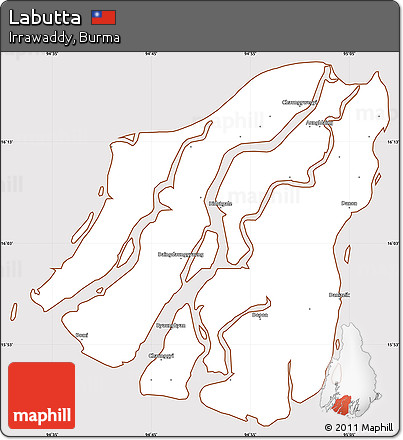 Classic Style Simple Map of Labutta, cropped outside