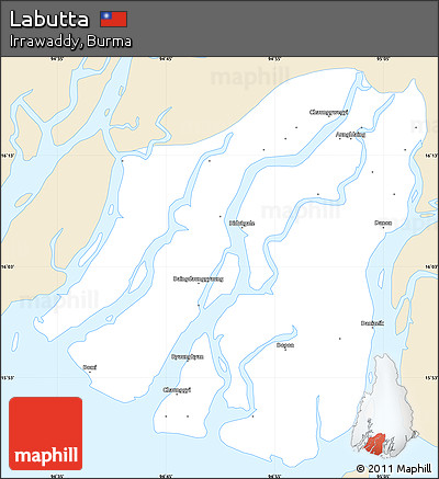 Classic Style Simple Map of Labutta, single color outside