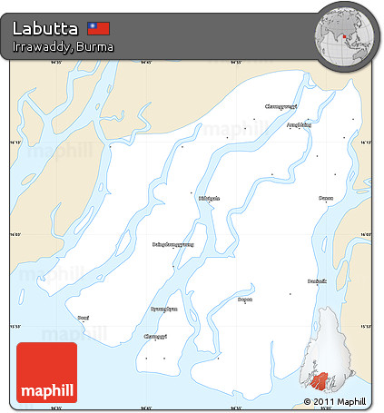 Classic Style Simple Map of Labutta, single color outside