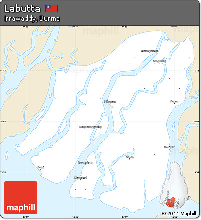 Classic Style Simple Map of Labutta, single color outside