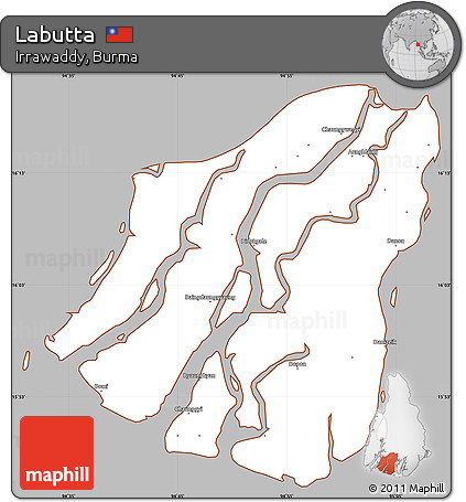 Gray Simple Map of Labutta, cropped outside