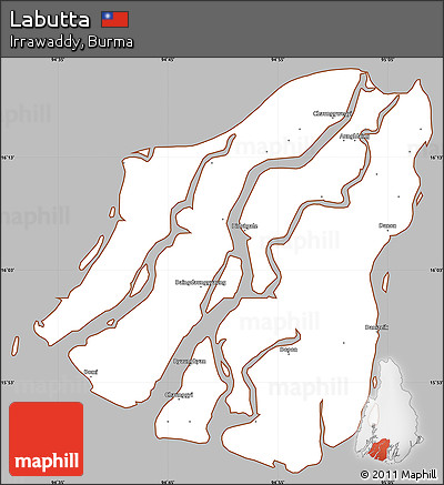 Gray Simple Map of Labutta, cropped outside
