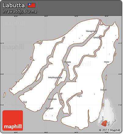 Gray Simple Map of Labutta, cropped outside