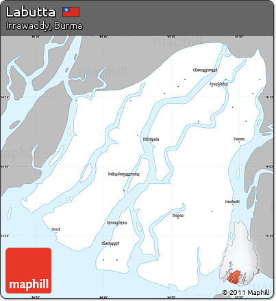 Gray Simple Map of Labutta, single color outside
