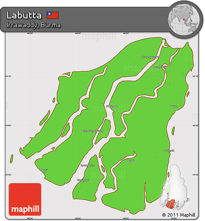 Political Simple Map of Labutta, cropped outside