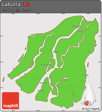 Political Simple Map of Labutta, cropped outside