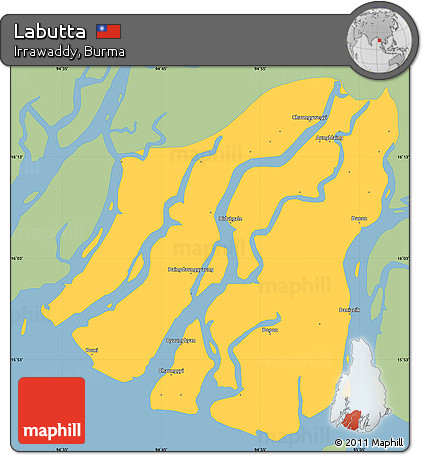 Savanna Style Simple Map of Labutta, single color outside