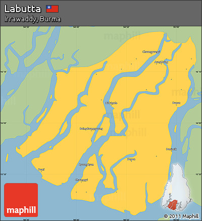 Savanna Style Simple Map of Labutta, single color outside