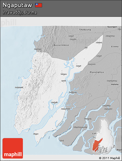 Gray 3D Map of Ngaputaw