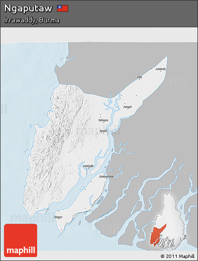 Gray 3D Map of Ngaputaw, single color outside