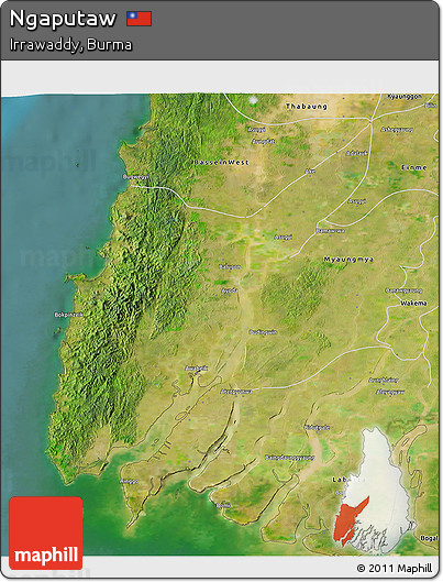 Satellite 3D Map of Ngaputaw