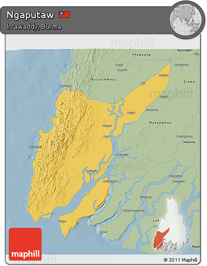 Savanna Style 3D Map of Ngaputaw
