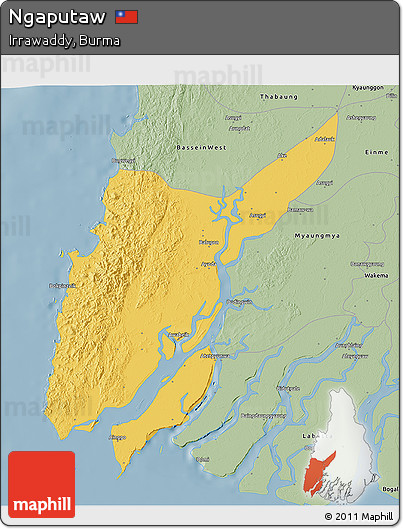 Savanna Style 3D Map of Ngaputaw