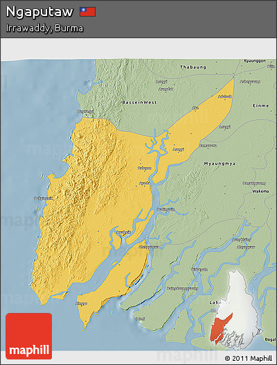 Savanna Style 3D Map of Ngaputaw