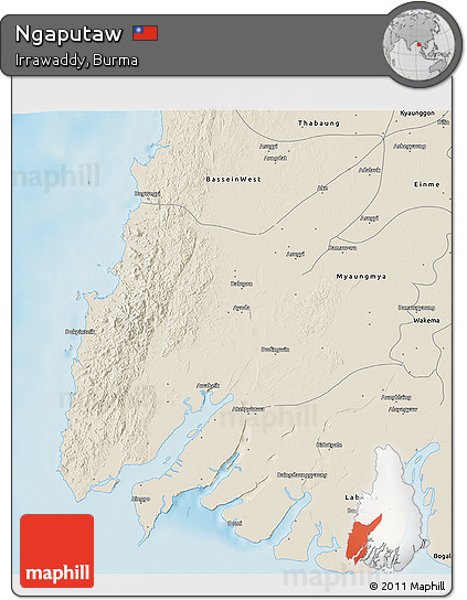 Shaded Relief 3D Map of Ngaputaw