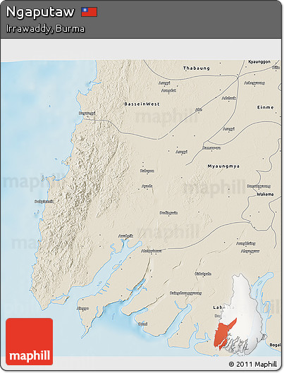 Shaded Relief 3D Map of Ngaputaw