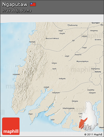 Shaded Relief 3D Map of Ngaputaw