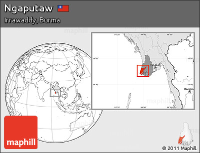Blank Location Map of Ngaputaw, highlighted country, highlighted parent region