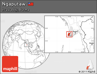 Blank Location Map of Ngaputaw, highlighted parent region