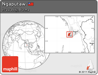 Blank Location Map of Ngaputaw, highlighted parent region