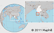 Gray Location Map of Ngaputaw, highlighted country, within the entire country