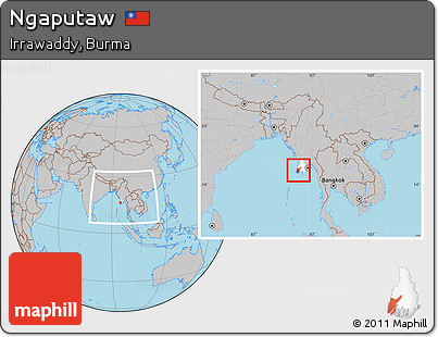 Gray Location Map of Ngaputaw, highlighted parent region, within the entire country