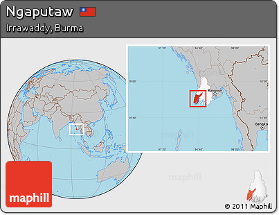 Gray Location Map of Ngaputaw, highlighted parent region