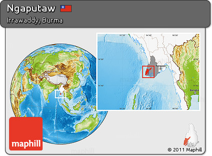 Physical Location Map of Ngaputaw, highlighted country, highlighted parent region