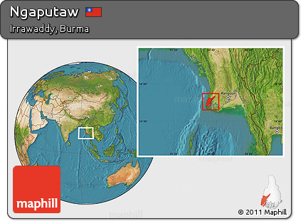 Satellite Location Map of Ngaputaw