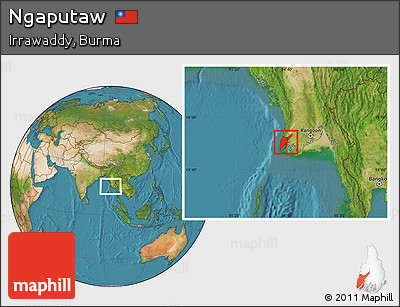 Satellite Location Map of Ngaputaw