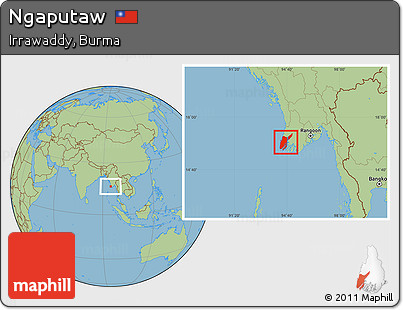 Savanna Style Location Map of Ngaputaw