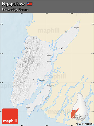 Classic Style Map of Ngaputaw, single color outside