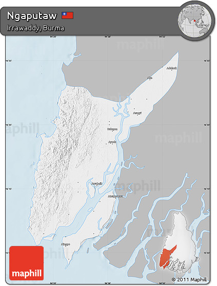 Gray Map of Ngaputaw, single color outside