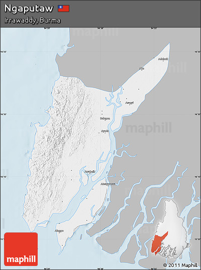 Gray Map of Ngaputaw, single color outside