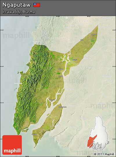 Satellite Map of Ngaputaw, lighten