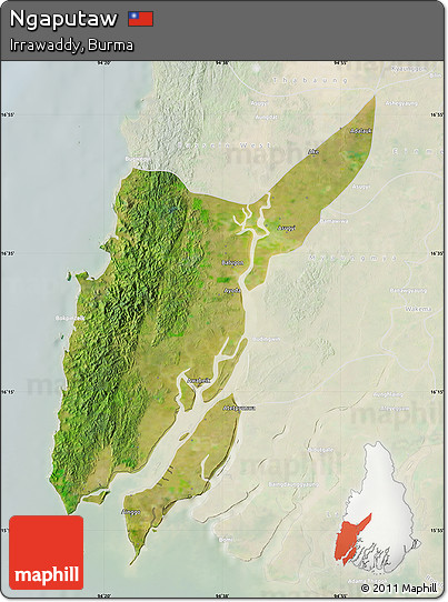 Satellite Map of Ngaputaw, lighten