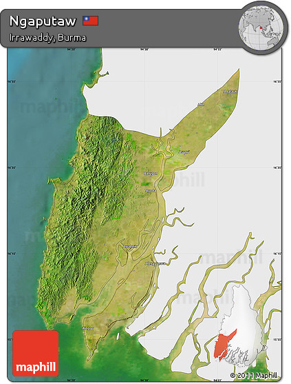 Satellite Map of Ngaputaw, single color outside