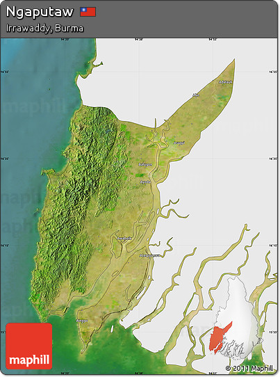 Satellite Map of Ngaputaw, single color outside
