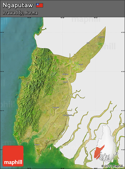 Satellite Map of Ngaputaw, single color outside