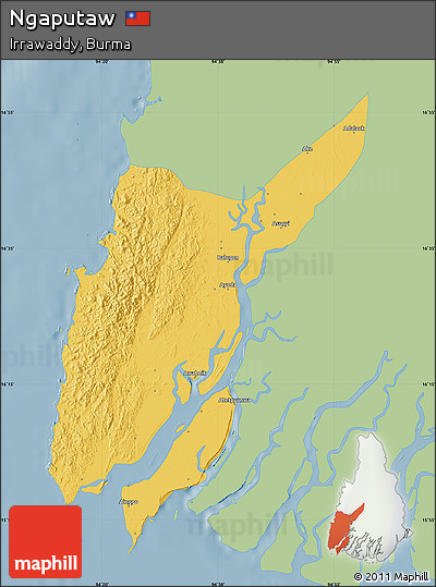 Savanna Style Map of Ngaputaw, single color outside