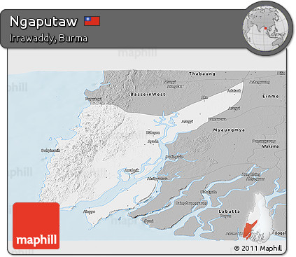 Gray Panoramic Map of Ngaputaw