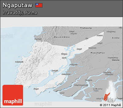 Gray Panoramic Map of Ngaputaw