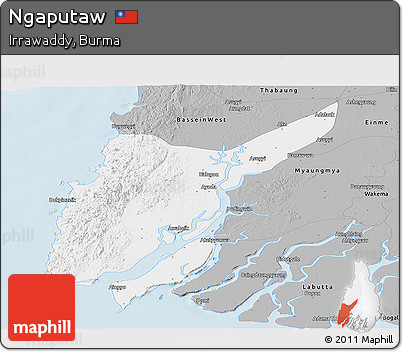 Gray Panoramic Map of Ngaputaw