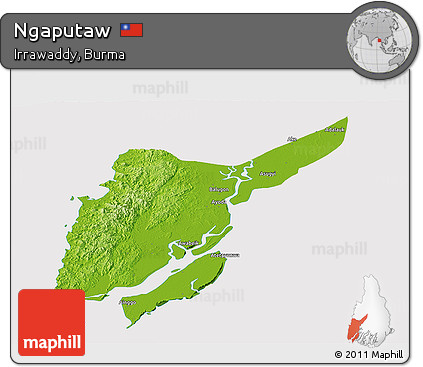 Physical Panoramic Map of Ngaputaw, cropped outside