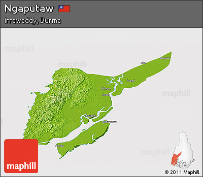 Physical Panoramic Map of Ngaputaw, cropped outside