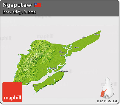 Physical Panoramic Map of Ngaputaw, cropped outside