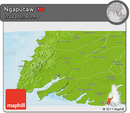 Physical Panoramic Map of Ngaputaw