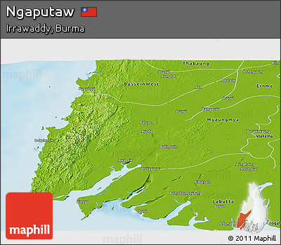 Physical Panoramic Map of Ngaputaw