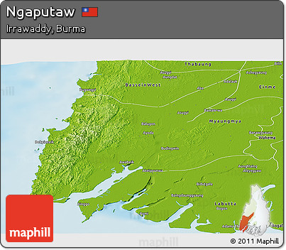 Physical Panoramic Map of Ngaputaw