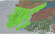 Political Panoramic Map of Ngaputaw, darken, semi-desaturated